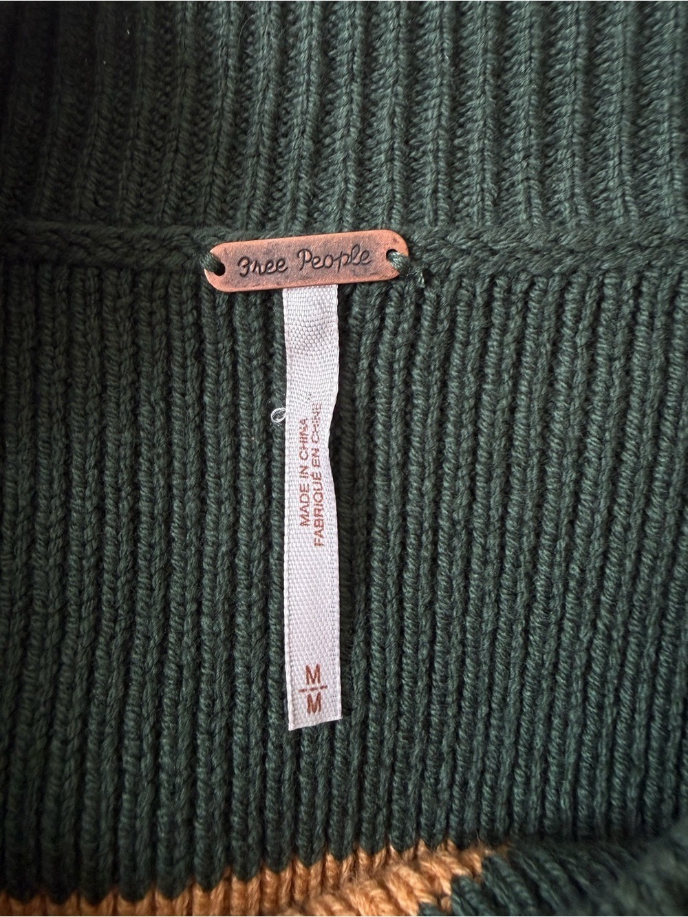 FREE PEOPLE easy street stipe crop pullover sweater in hunter green combo - Picture 9 of 12